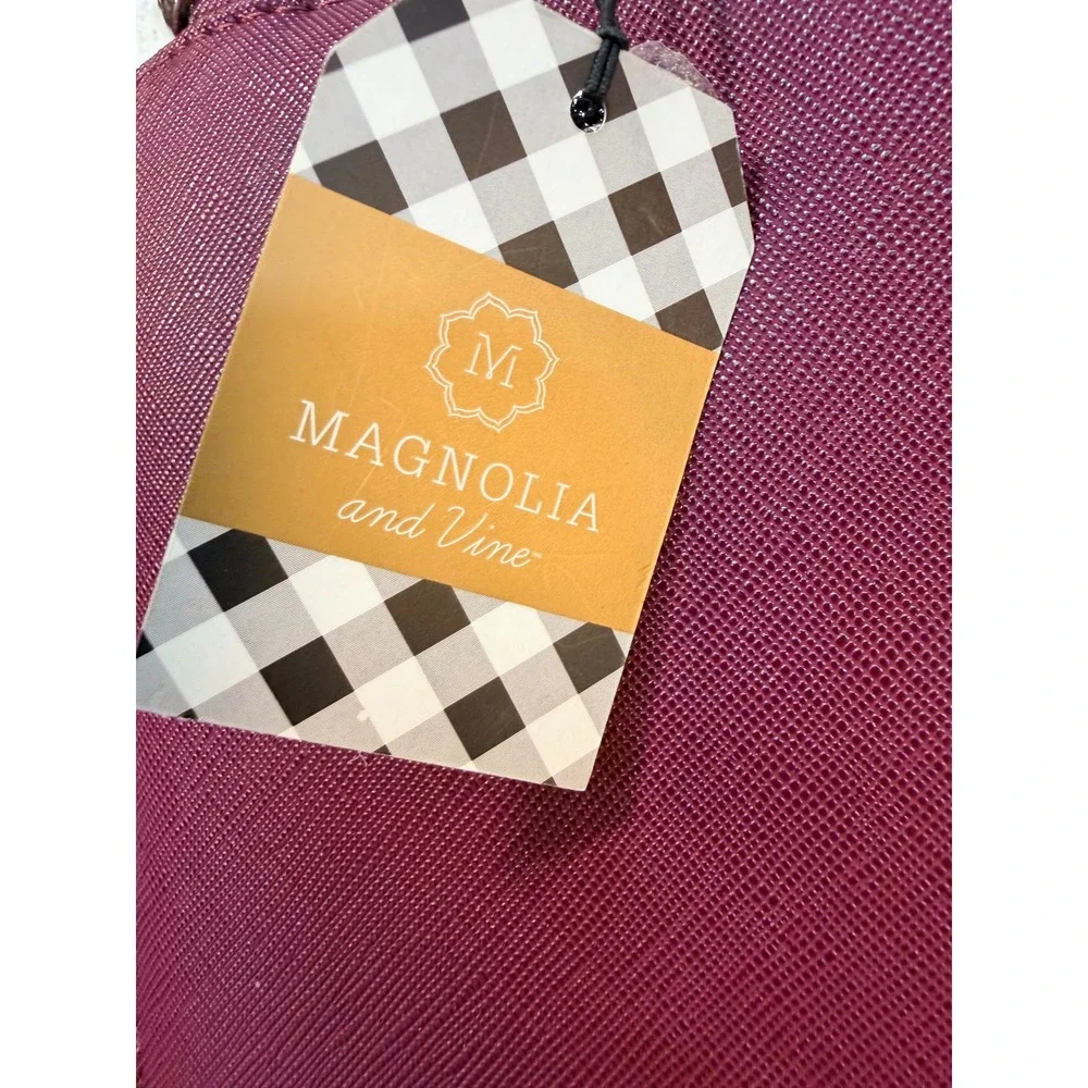 Magnolia and Vine Burgundy Vegan Leather Crossbody Wallet Bag Adjustable Strap